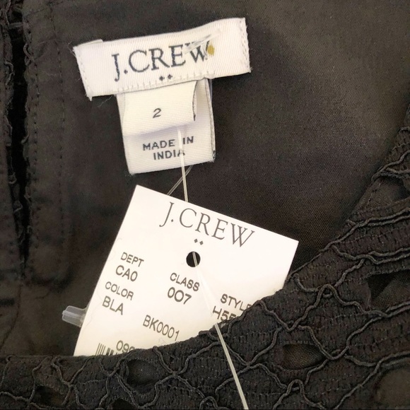 J. CREW Factory NWT Eyelet Lace Keyhole Back Top in Black Size 2 - Picture 10 of 11